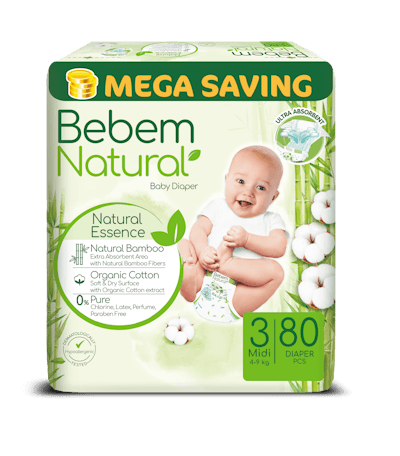 Bebem Natural Nappies Size 3 80 Pack