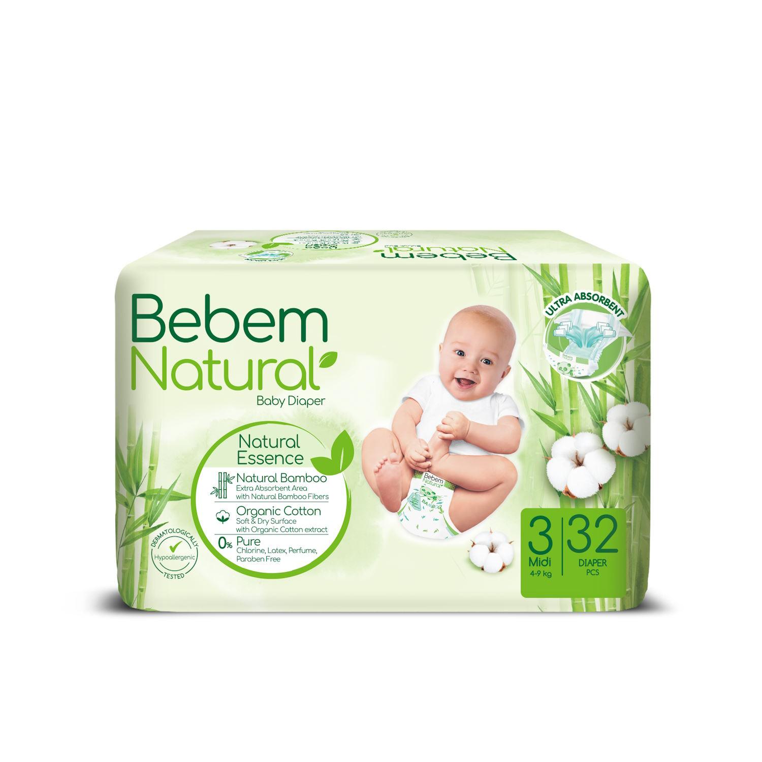 Bebem Natural Nappies Size 3 32 Pack